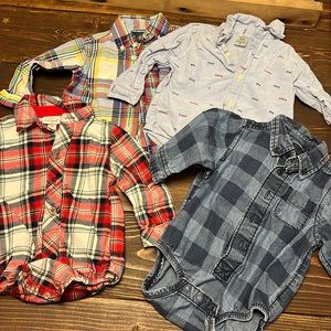 Baby boy dress shirt lot- cat & Jack, carters, Ralph Lauren, Oshkosh- Fall tops